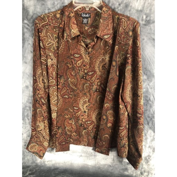 Rafaella Womens Pasel Blouse14 Button Up Blouse Long Sleeve Front Tie - Picture 4 of 13